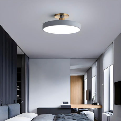 Bedroom Grey Circle Dimmable LED Semi-Flush Mount Light Image - 1