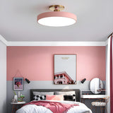 Bedroom Grey Circle Dimmable LED Semi-Flush Mount Light Image - 18