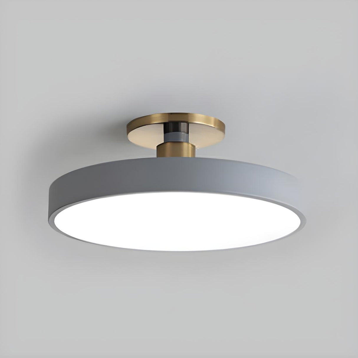 Bedroom Grey Circle Dimmable LED Semi-Flush Mount Light Image - 3