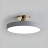 Bedroom Grey Circle Dimmable LED Semi-Flush Mount Light Image - 3