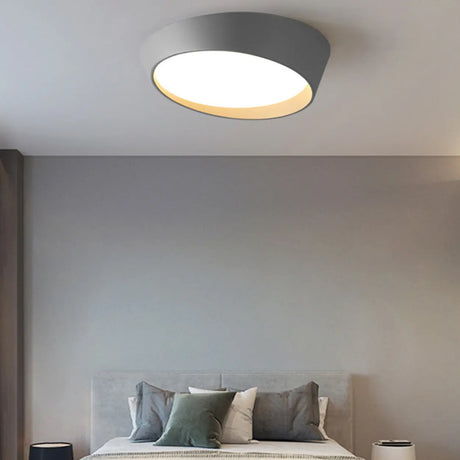 Bedroom Grey Truncated Cone Flush Mount Ceiling Light Image - 1