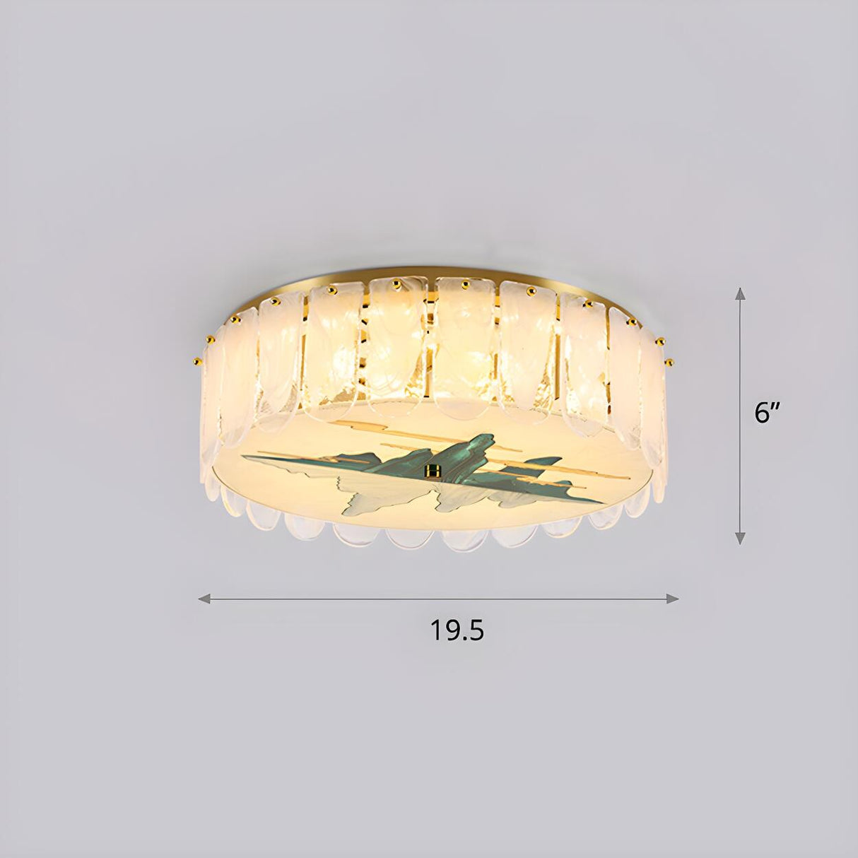 Bedroom Hand-Painted Drum Crystal LED Flush Mount Light Image - 11