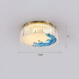 Bedroom Hand-Painted Drum Crystal LED Flush Mount Light Image - 12