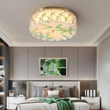 Bedroom Hand-Painted Drum Crystal LED Flush Mount Light Image - 3