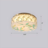 Bedroom Hand-Painted Drum Crystal LED Flush Mount Light #size