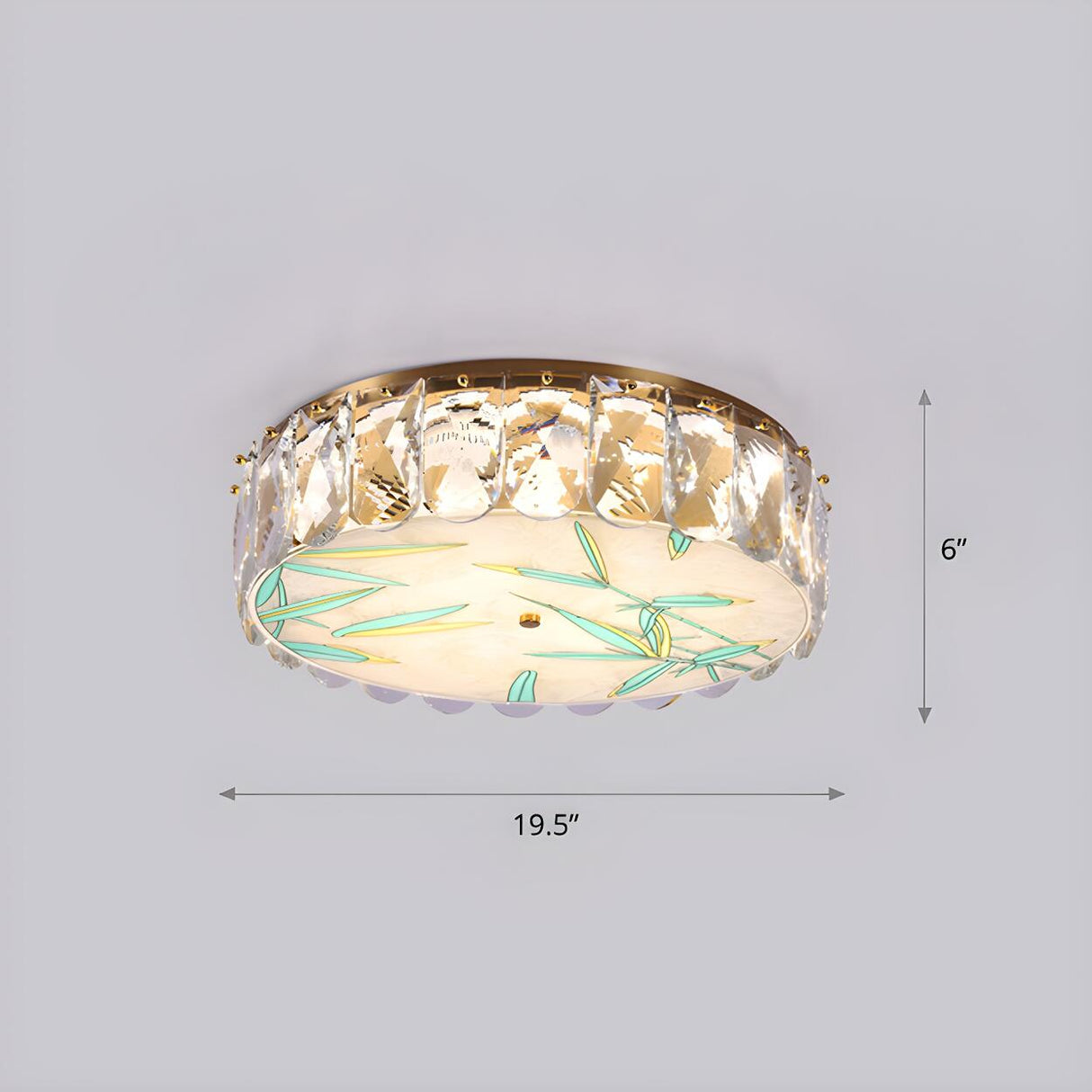 Bedroom Hand-Painted Drum Crystal LED Flush Mount Light Image - 5