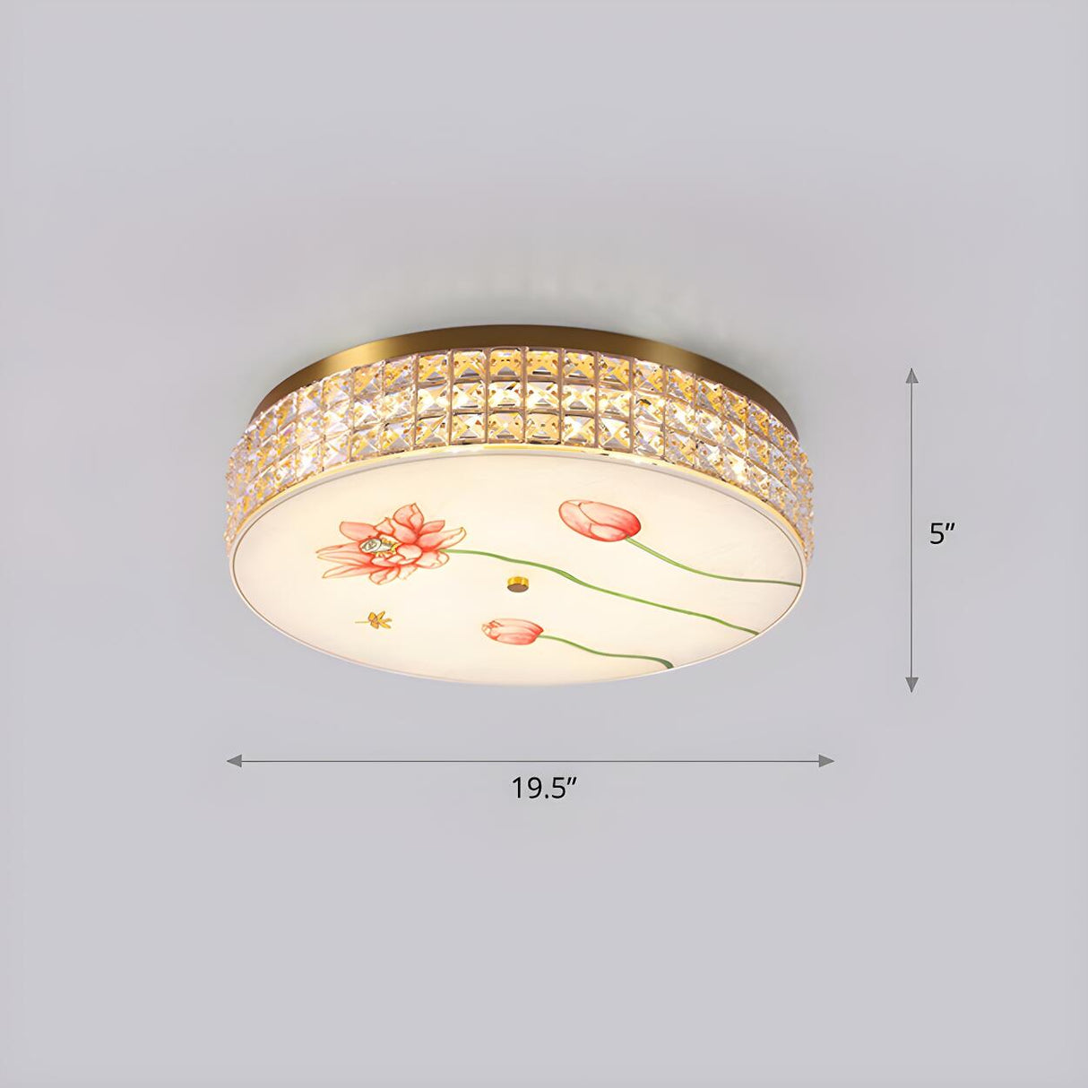 Bedroom Hand-Painted Drum Crystal LED Flush Mount Light Image - 6