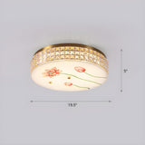 Bedroom Hand-Painted Drum Crystal LED Flush Mount Light Image - 6