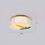 Bedroom Hand-Painted Drum Crystal LED Flush Mount Light Image - 9