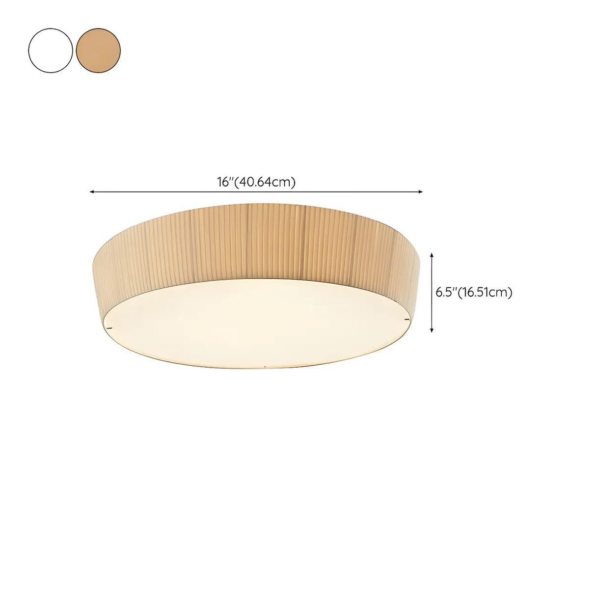 Bedroom Ivory Fabric Drum Flush Mount Ceiling Light 