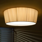 Bedroom Ivory Fabric Drum Flush Mount Ceiling Light Image - 9