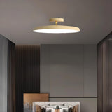 Bedroom Khaki Circular Semi-Flush Mount Ceiling Light Image - 1