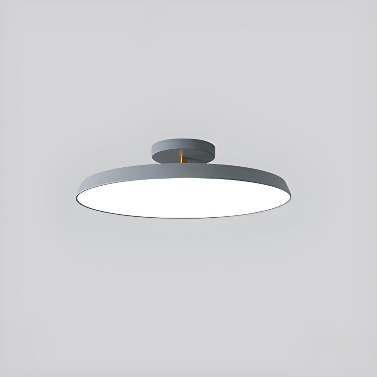 Bedroom Khaki Circular Semi-Flush Mount Ceiling Light Image - 10