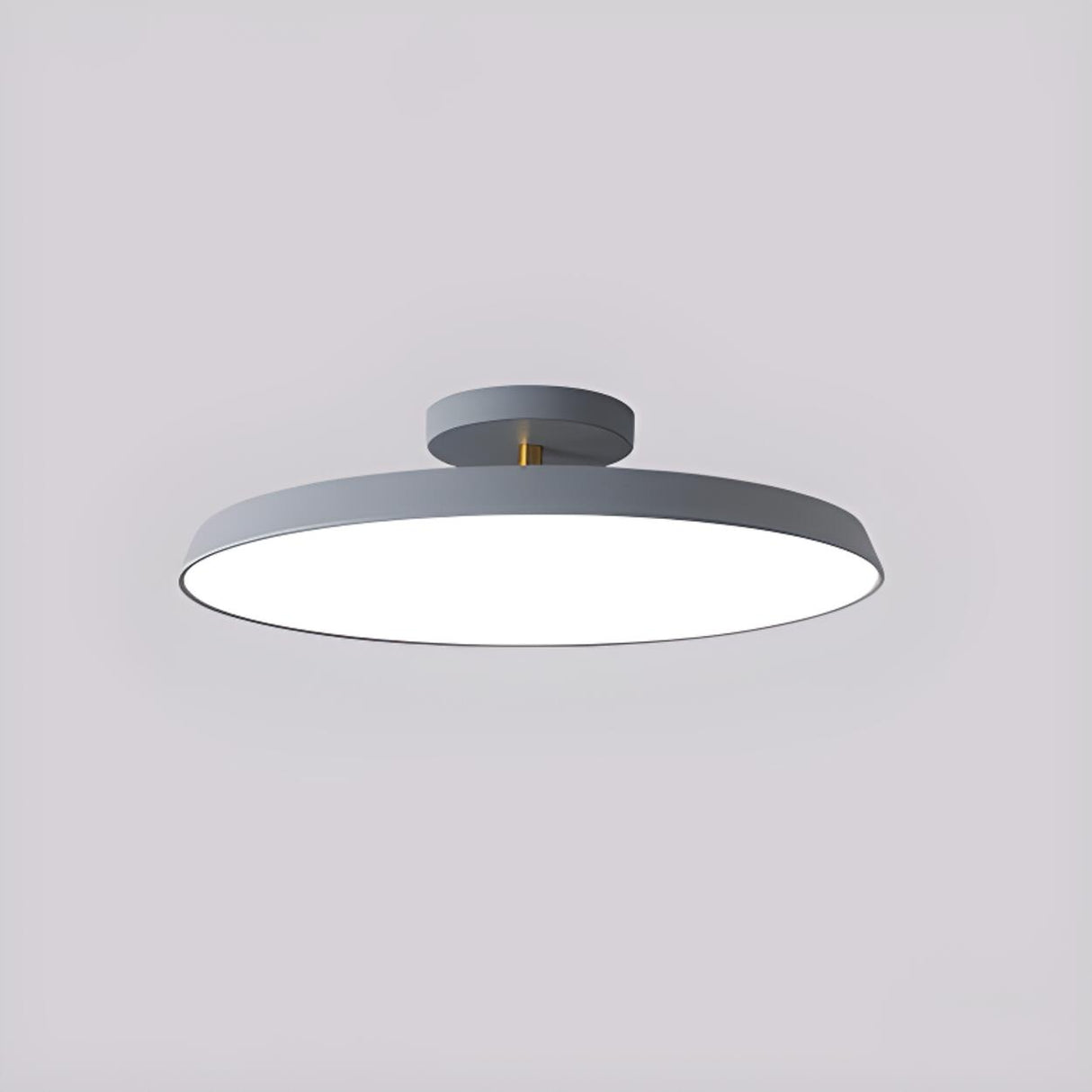 Bedroom Khaki Circular Semi-Flush Mount Ceiling Light Image - 11