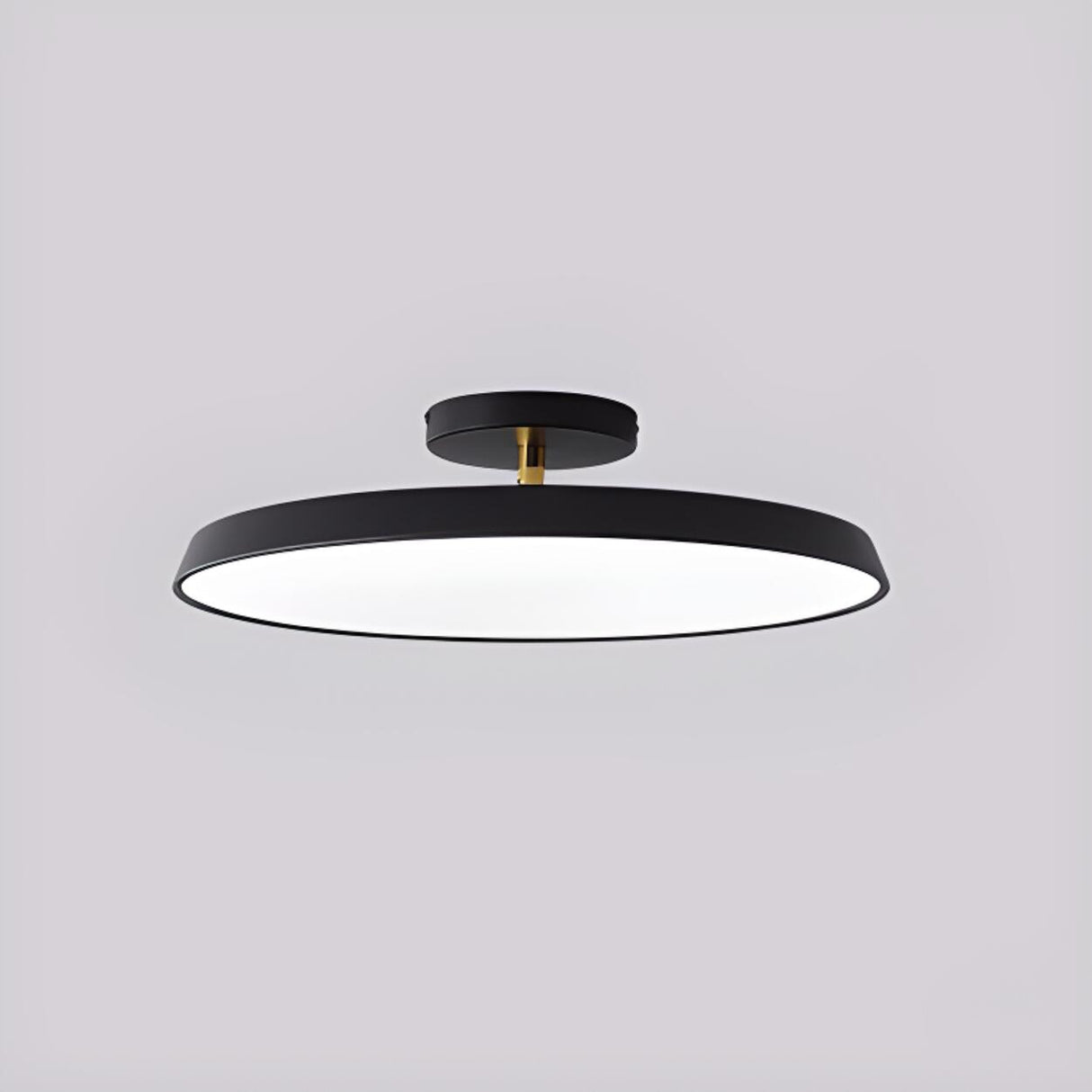 Bedroom Khaki Circular Semi-Flush Mount Ceiling Light Image - 16