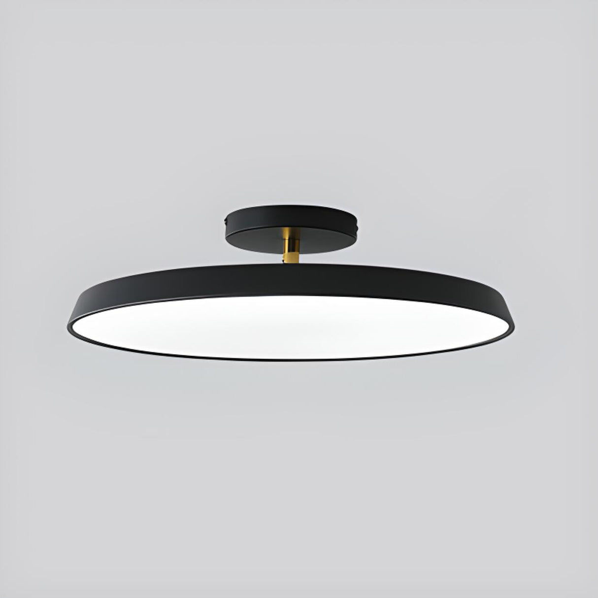 Bedroom Khaki Circular Semi-Flush Mount Ceiling Light Image - 17