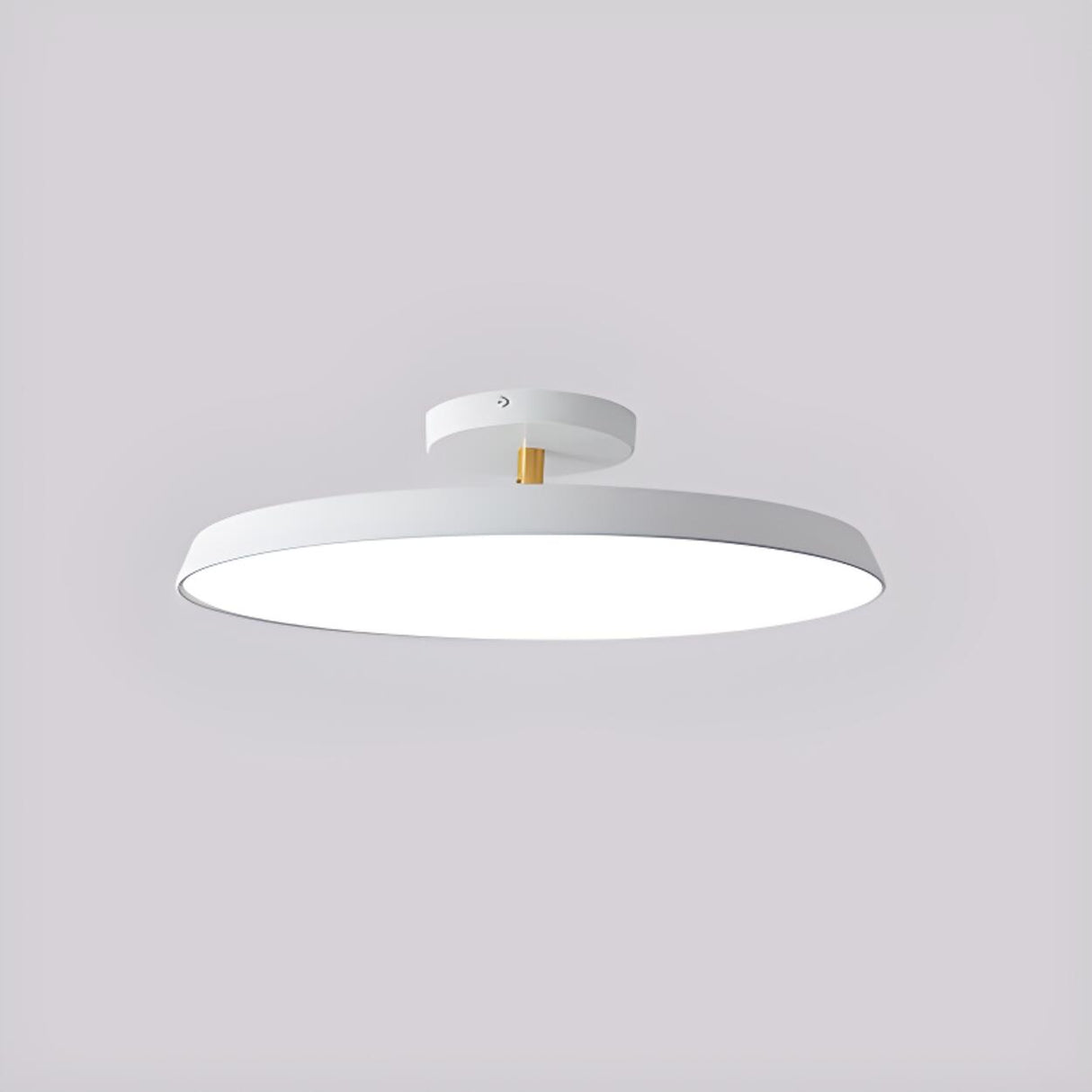 Bedroom Khaki Circular Semi-Flush Mount Ceiling Light Image - 18