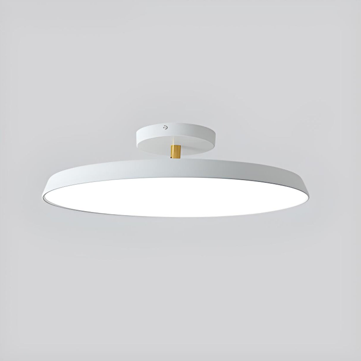 Bedroom Khaki Circular Semi-Flush Mount Ceiling Light Image - 19