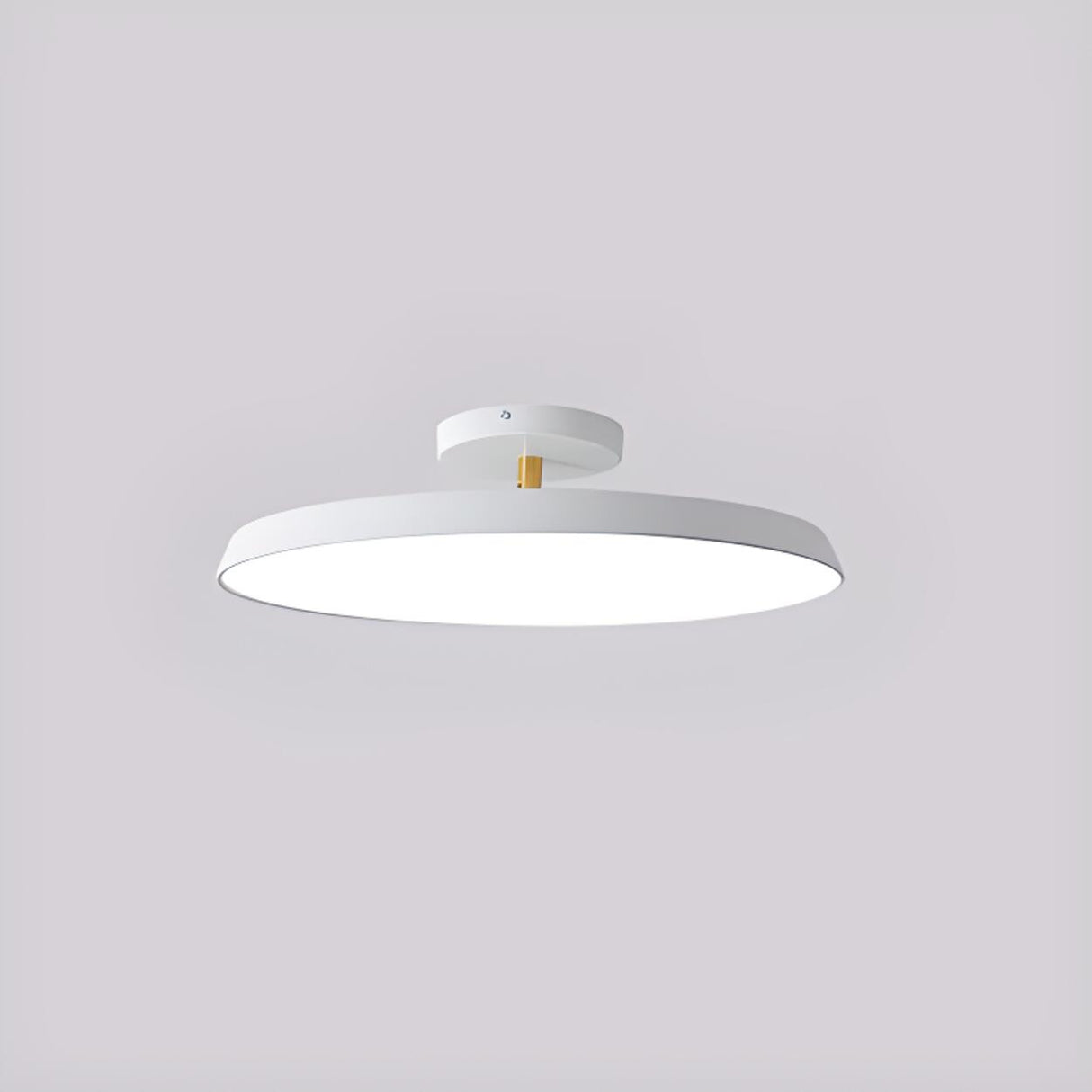 Bedroom Khaki Circular Semi-Flush Mount Ceiling Light Image - 2