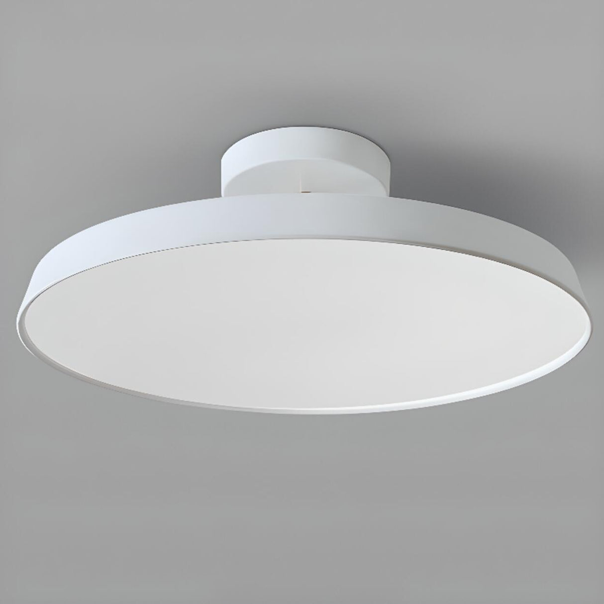 Bedroom Khaki Circular Semi-Flush Mount Ceiling Light Image - 20