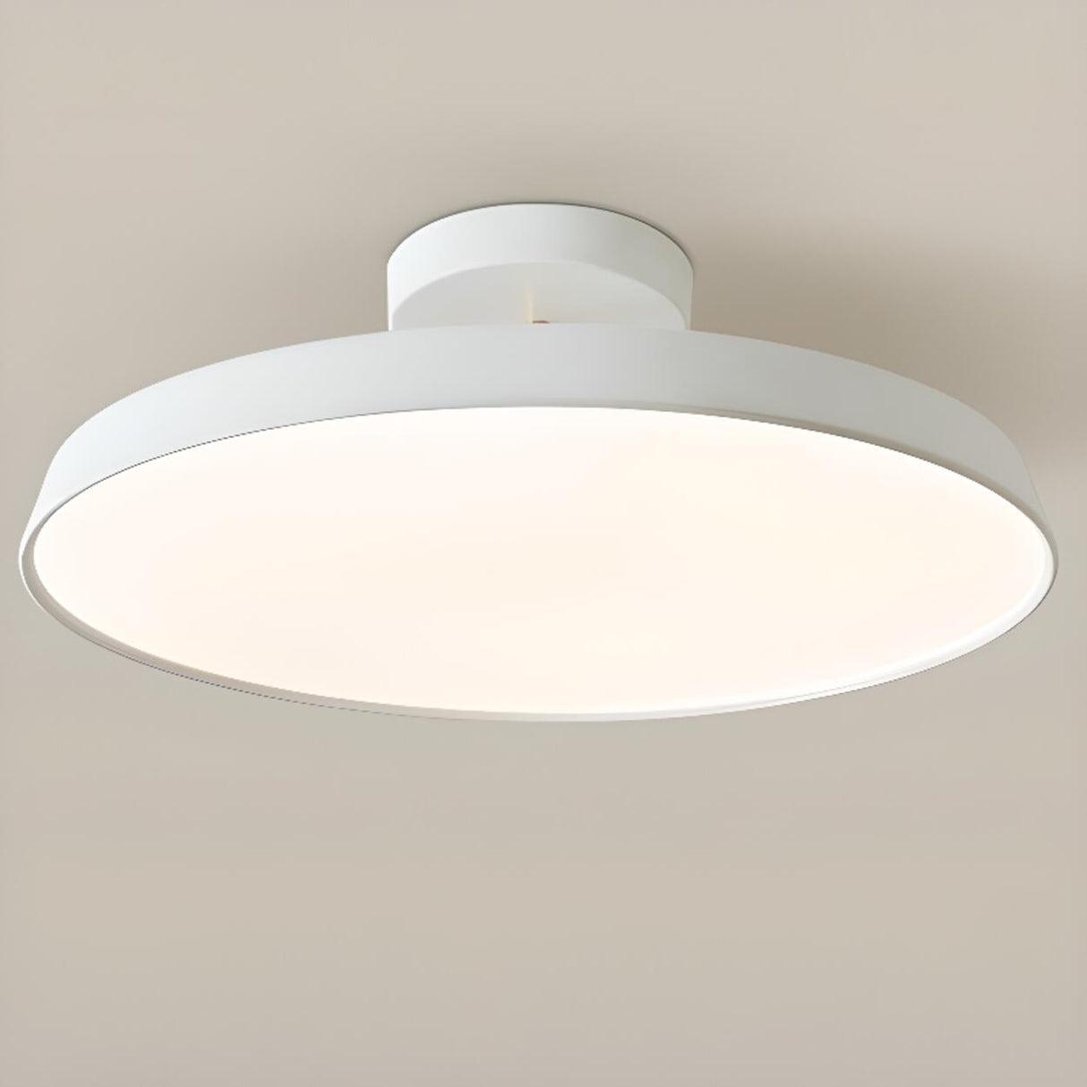 Bedroom Khaki Circular Semi-Flush Mount Ceiling Light Image - 21