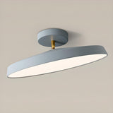 Bedroom Khaki Circular Semi-Flush Mount Ceiling Light Image - 24