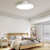 Bedroom Khaki Circular Semi-Flush Mount Ceiling Light Image - 4