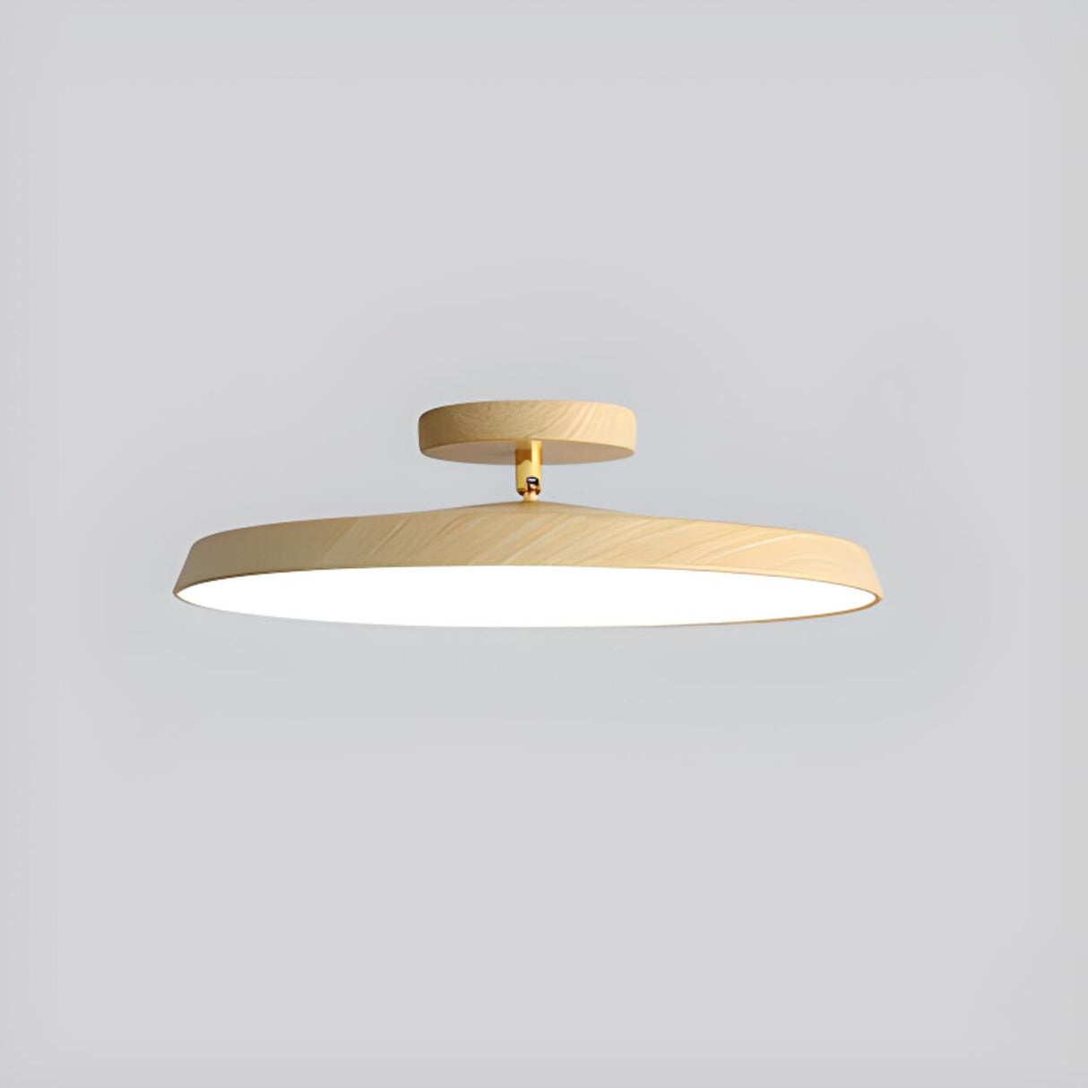 Bedroom Khaki Circular Semi-Flush Mount Ceiling Light Image - 6