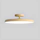 Bedroom Khaki Circular Semi-Flush Mount Ceiling Light Image - 8