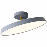 Bedroom Khaki Circular Semi-Flush Mount Ceiling Light Image - 9