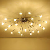 Bedroom Large Silver Starburst Semi-Flush Mount Light Image - 11