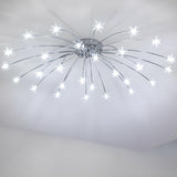 Bedroom Large Silver Starburst Semi-Flush Mount Light Image - 12