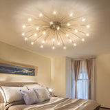 Bedroom Large Silver Starburst Semi-Flush Mount Light Image - 4