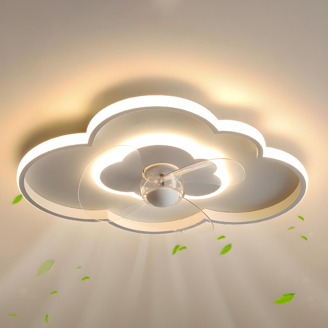 Bedroom Linear Cloud White Ceiling Fan with LED Light Image - 1