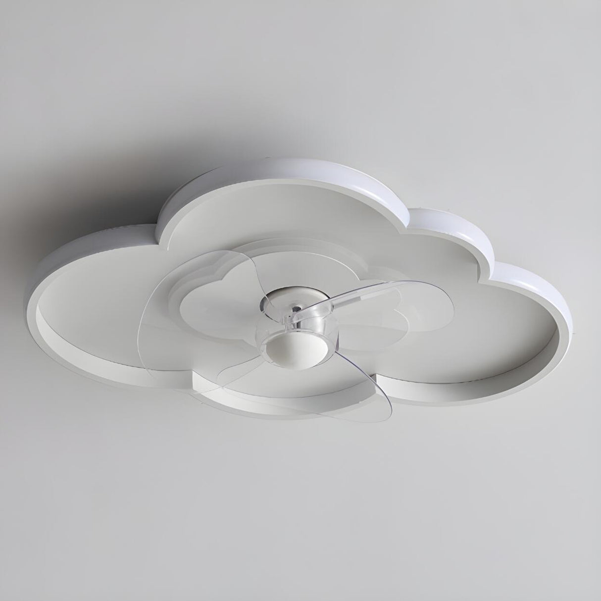 Bedroom Linear Cloud White Ceiling Fan with LED Light Image - 7