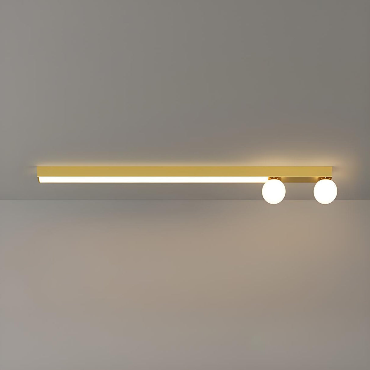 Bedroom Linear Strip Gold Flush Mount Ceiling Light Image - 14