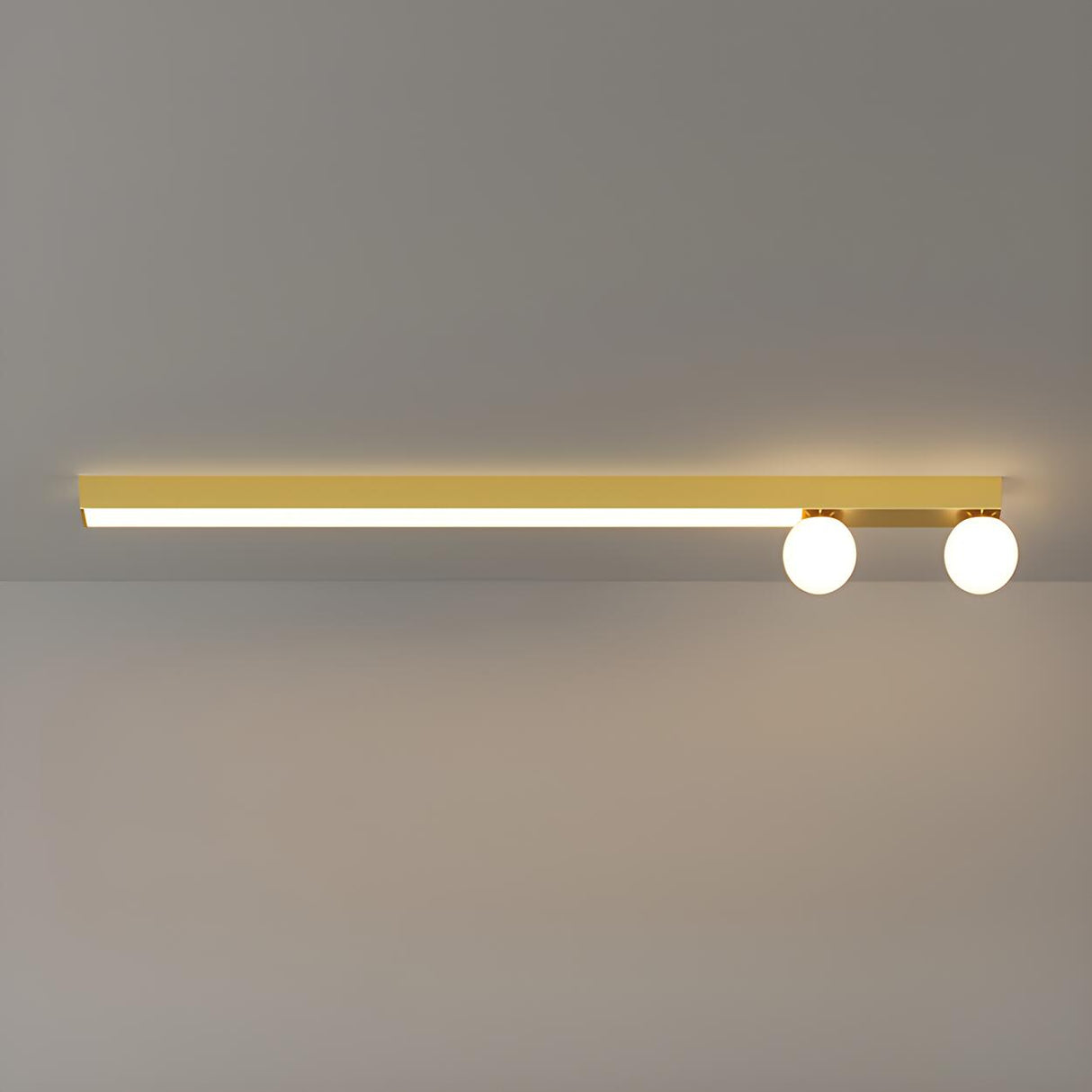 Bedroom Linear Strip Gold Flush Mount Ceiling Light Image - 15