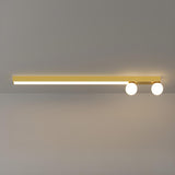 Bedroom Linear Strip Gold Flush Mount Ceiling Light Image - 15