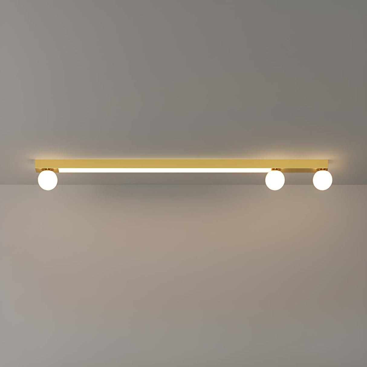 Bedroom Linear Strip Gold Flush Mount Ceiling Light Image - 16