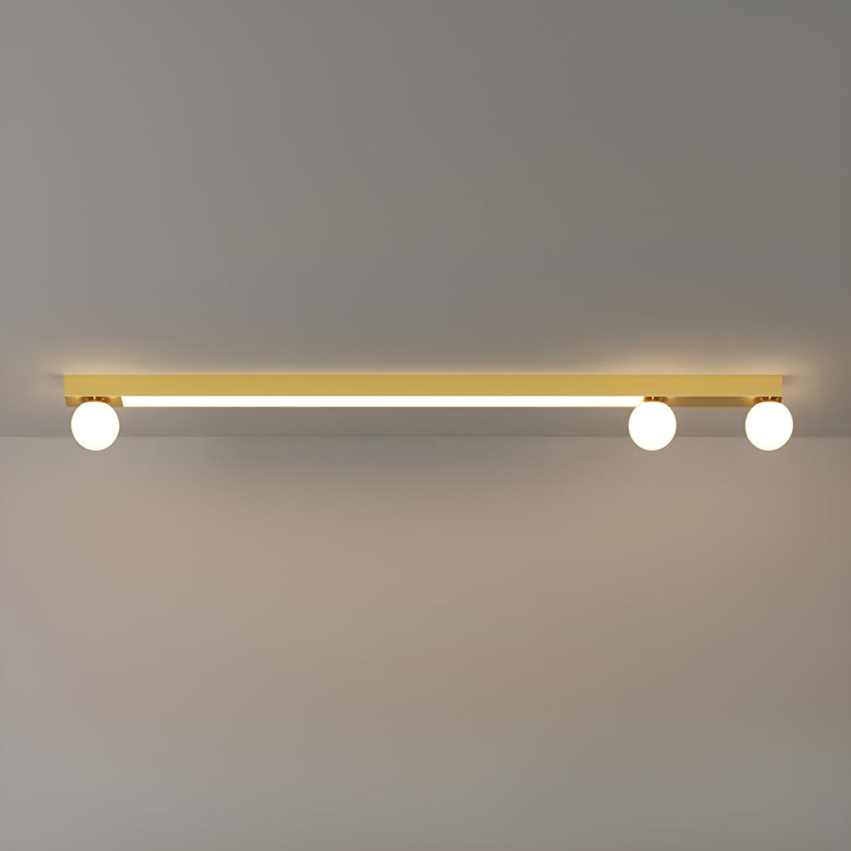 Bedroom Linear Strip Gold Flush Mount Ceiling Light Image - 17