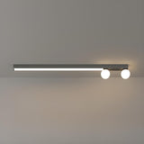 Bedroom Linear Strip Gold Flush Mount Ceiling Light Image - 6