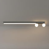 Bedroom Linear Strip Gold Flush Mount Ceiling Light Image - 7