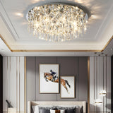 Bedroom Luxury Silver Crystal Flush Mount Ceiling Light Image - 1