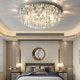 Bedroom Luxury Silver Crystal Flush Mount Ceiling Light Image - 12