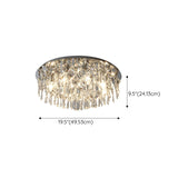 Bedroom Luxury Silver Crystal Flush Mount Ceiling Light #size