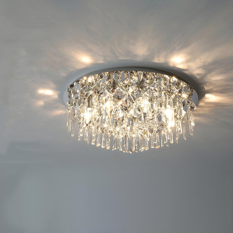 Bedroom Luxury Silver Crystal Flush Mount Ceiling Light Image - 2