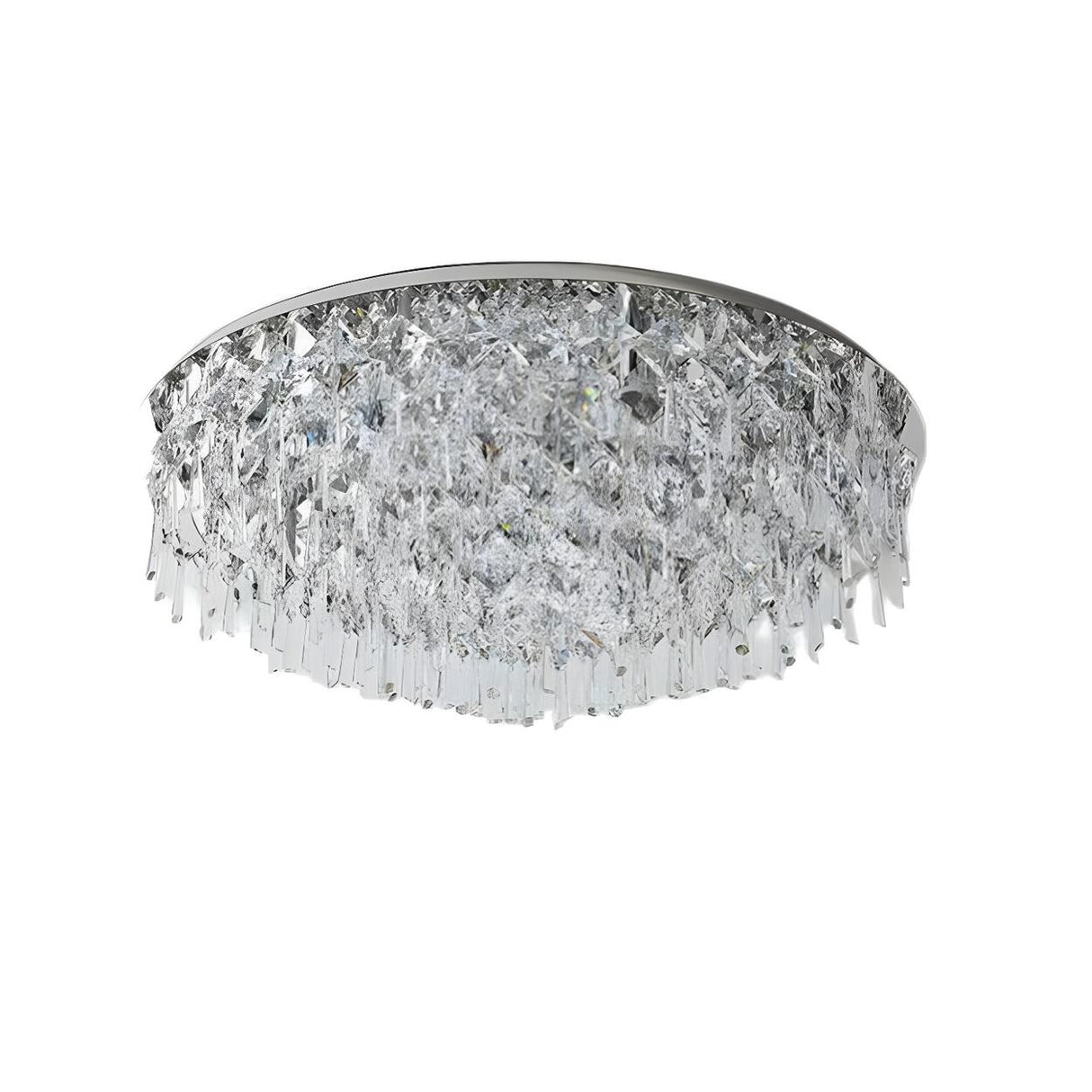 Bedroom Luxury Silver Crystal Flush Mount Ceiling Light Image - 7