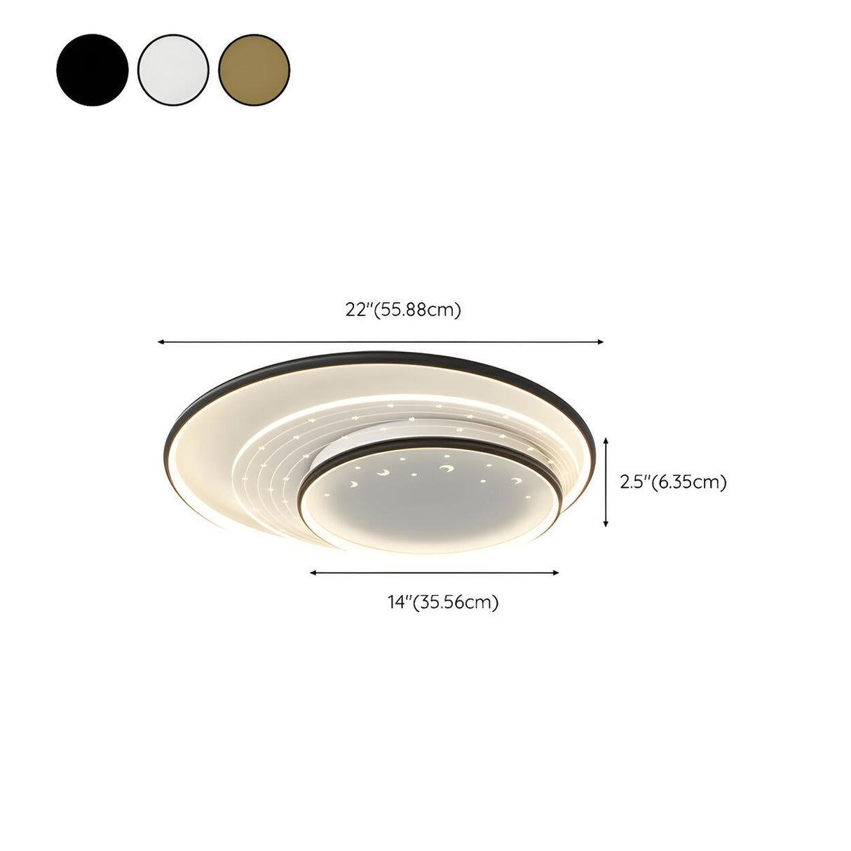 Bedroom Medium Black Round LED Flush Mount Ceiling Lamp 