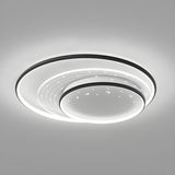 Bedroom Medium Black Round LED Flush Mount Ceiling Lamp Image - 3