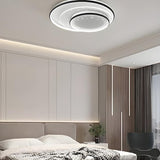 Bedroom Medium Black Round LED Flush Mount Ceiling Lamp Image - 6